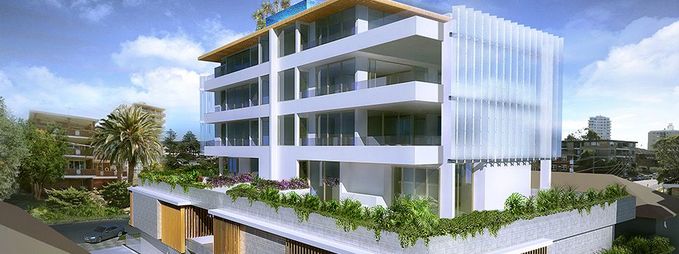Aerial view of apartments at Ewos Parade, Cronulla